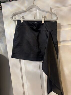 Mango Black Asymmetric Draped Mini Skirt with Side Panel